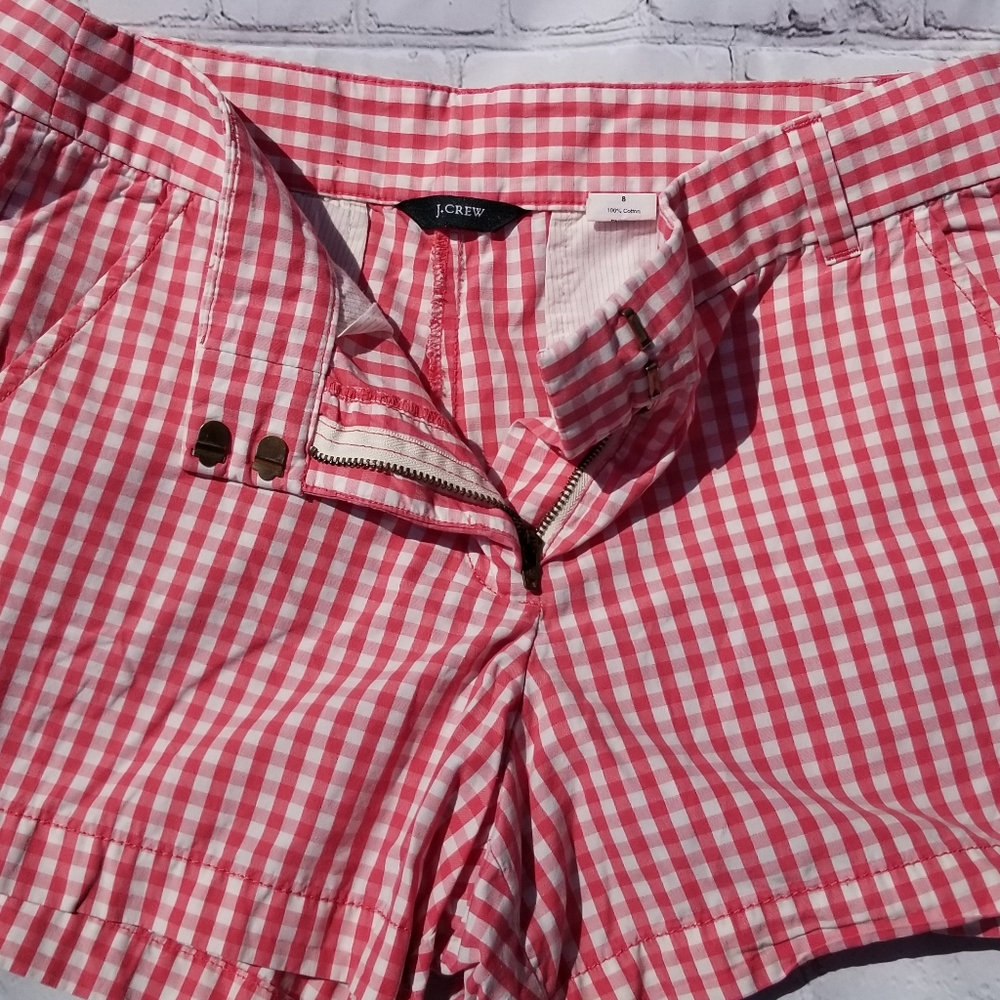 J.Crew Sonoma Gingham sz 8 red and white shorts - Picture 3 of 8